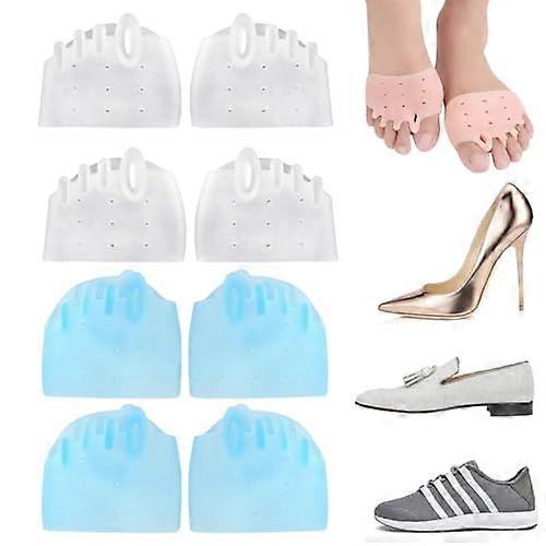 Hyggear Silicone Toe Separators for Bunion Relief, 4 Pairs - 2 Clear & 2 Blue Corrector for Comfortable Foot Alignment