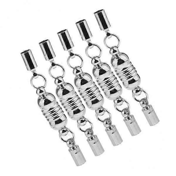 2-7pack 5 Pieces Cylinder Magnetic Clasps Double Tube Bell Clasp Hook Silver