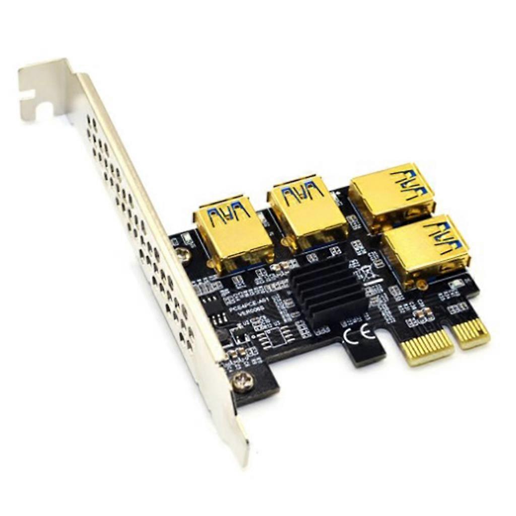 PCI-E Extender Riser Card 1 to External 4 USB 3.0 Adapter 16X Slots Bitcoin Mining Card PCI-E Adapter Riser Card