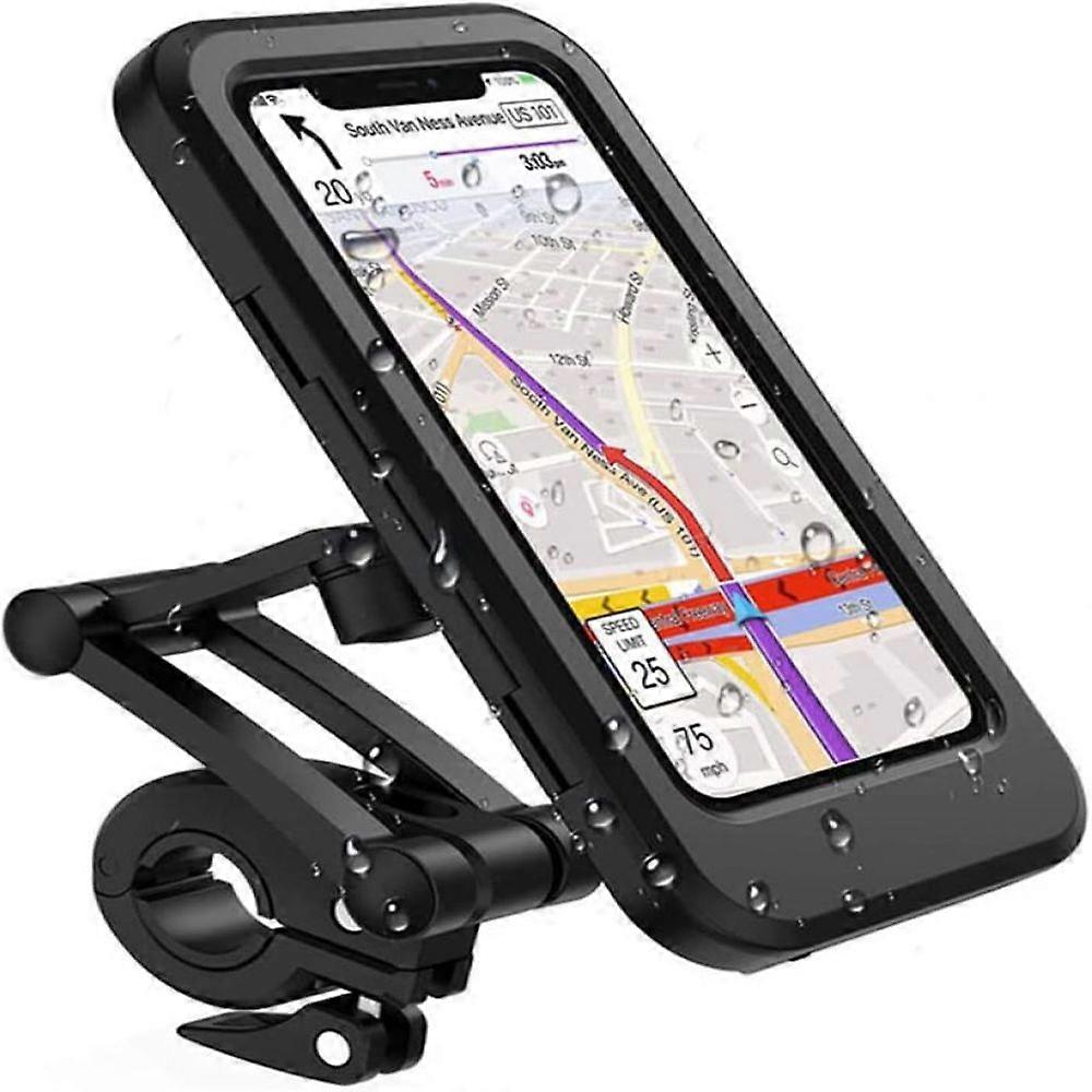 Waterproof bicycle phone holder with sensitive touch screen