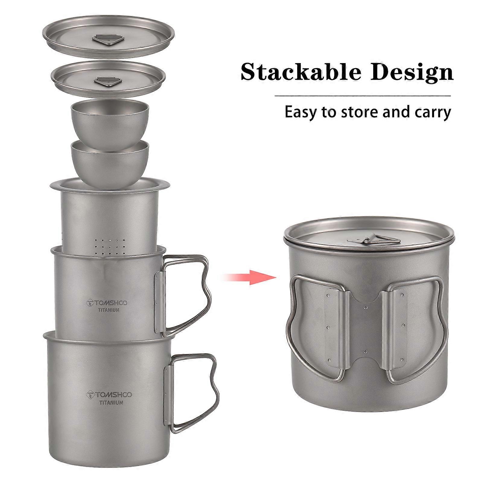Titanium Tea Cup Set with Strainer 600ml & 400ml Lightweight Mug