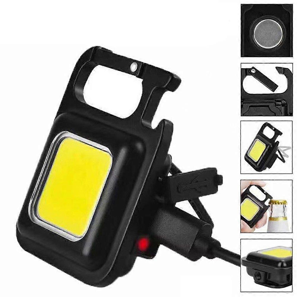 Cob Keychain Work Light 4 Modes Emergency Flashlight with Bottle Opener for Camping Fishing Walking