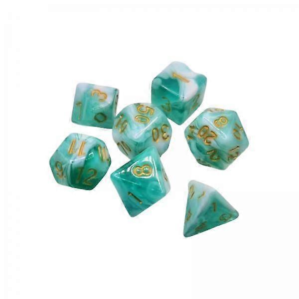 10x7x Acrylic Polyhedral Dices Bicolor for Activities Camping Table Games Green