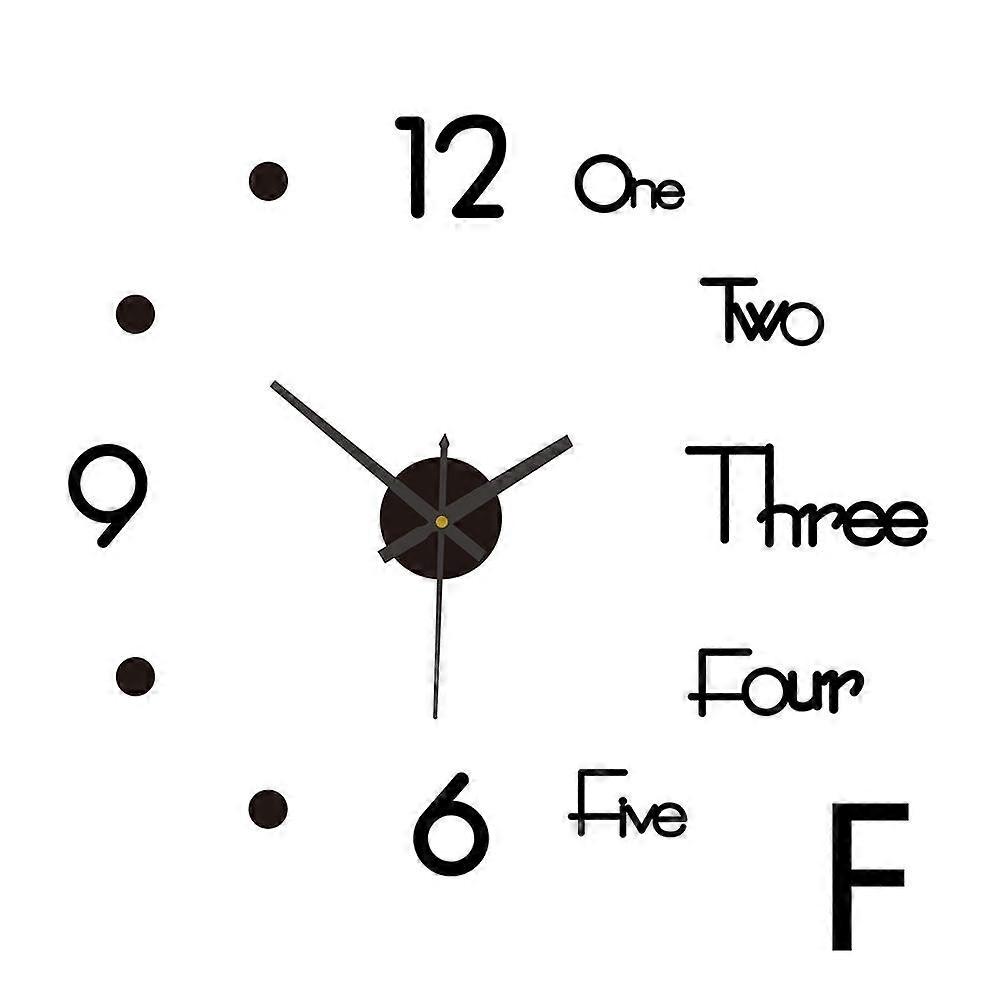 Black (B) 60-90cm stereo $luminous diy clock living room background large wall clock punch-free silent clock stereo wall sticker clock
