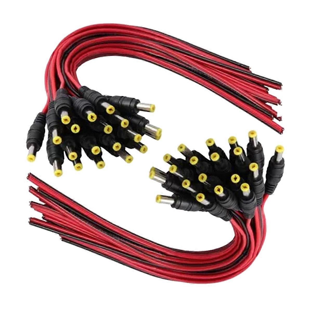 100PCS DC Power Pigtail Cable Plug 18AWG 2.1mm X 5.5mm 12V 5A Male Connector Surveillance Camera Po
