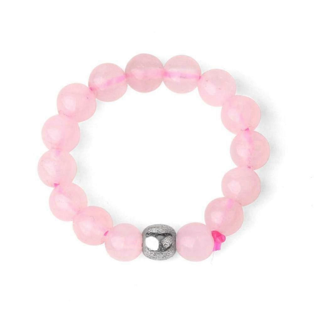 Adjustable Open Rings for Women, 4 mm Pink Crystal Ring, Elastic Rope, Natural Stone, European Style for Prom and Parties