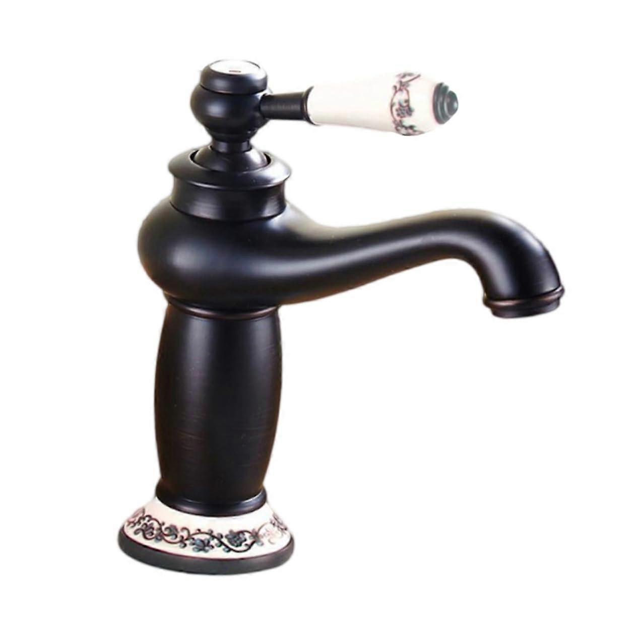 Antique Kitchen Tap, Brushed Bronze Finish, Single Lever Washbasin Tap for Bathroom and Sink, Elegant Tap with High Spout and Modern Design