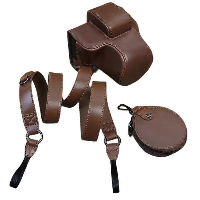 Étui en cuir PU pour appareil photo Canon EOS R50/R100, avec ouverture de batterie et sangle, design O5u
