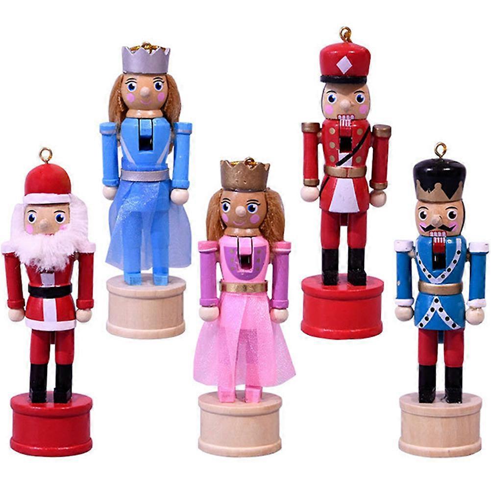 Nutcracker Soldier Pendants Nutcracker Statue Decor Christmas Style Assorted Color 12.5x3.7cm Decoration 5Pcs