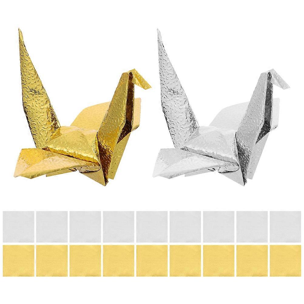 Silver Origami Paper Square Single Sided Glossy Craft Paper Gold For Folding Cranes And Hearts 200 Sheets