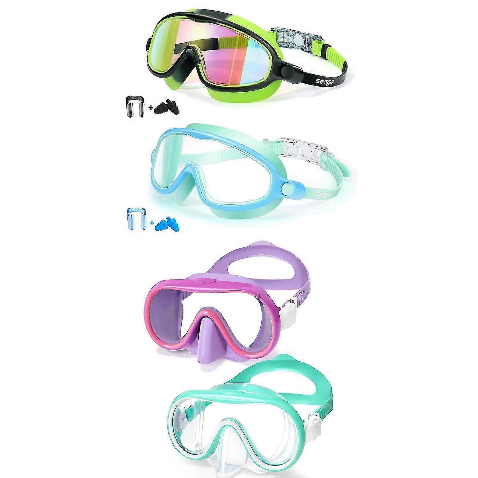 Kids Swim Goggles with Nose Cover for Enhanced Comfort and Wider Visibility While Swimming