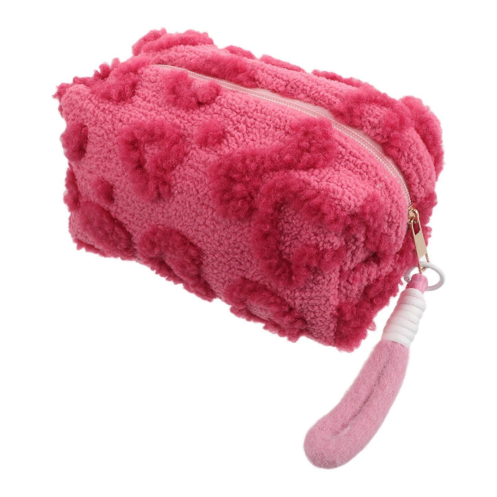 Cute Makeup Pouch Heart Shaped Pattern Aesthetic Design For Girls Teens Gym Sessions Large Capacity Zipper Organizer Rosy 1Pcs