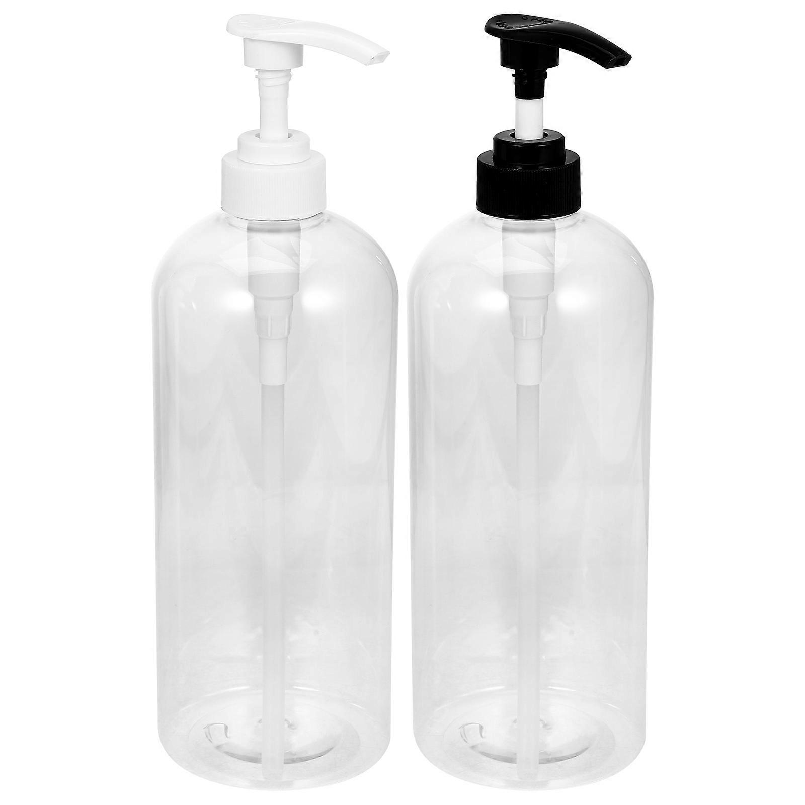 Flacon pompe transparent Set 2pcs Distributeurs en plastique transparent pour savon pour les mains, shampooing, lotion réutilisables salle de bain et cuisine Récipients de comptoir
