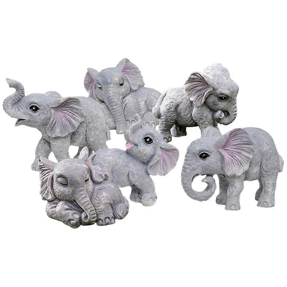 Cute Elephant Decor For Home Resin DIY Accessory Micro Landscaping 6Pcs