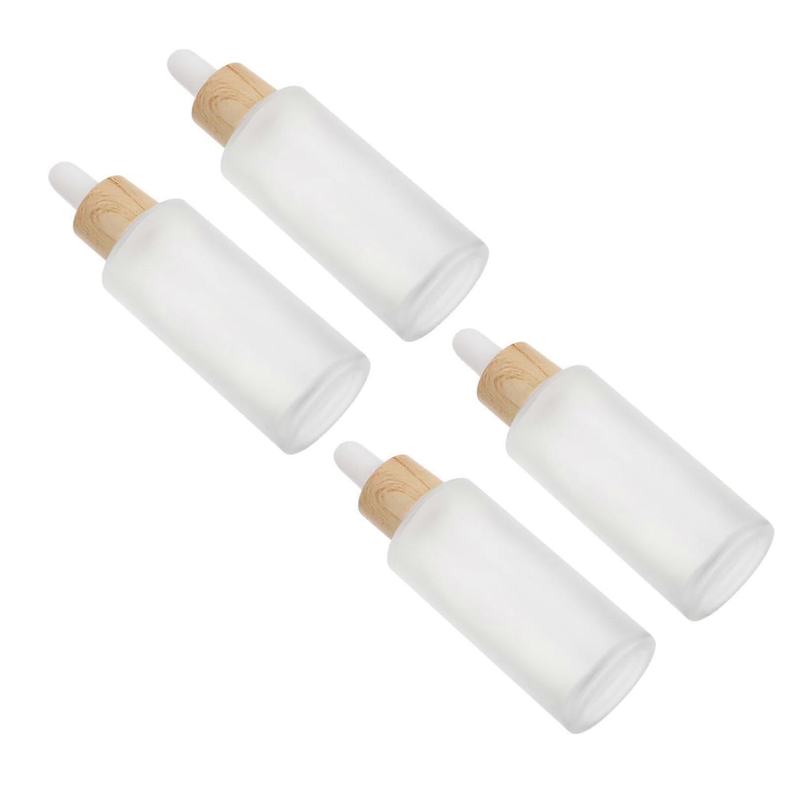 Set Of 4 Frosted Glass Dropper Bottles Essential Oil Holders Bottles Subpackaging Containers Plastic Diy Friendly