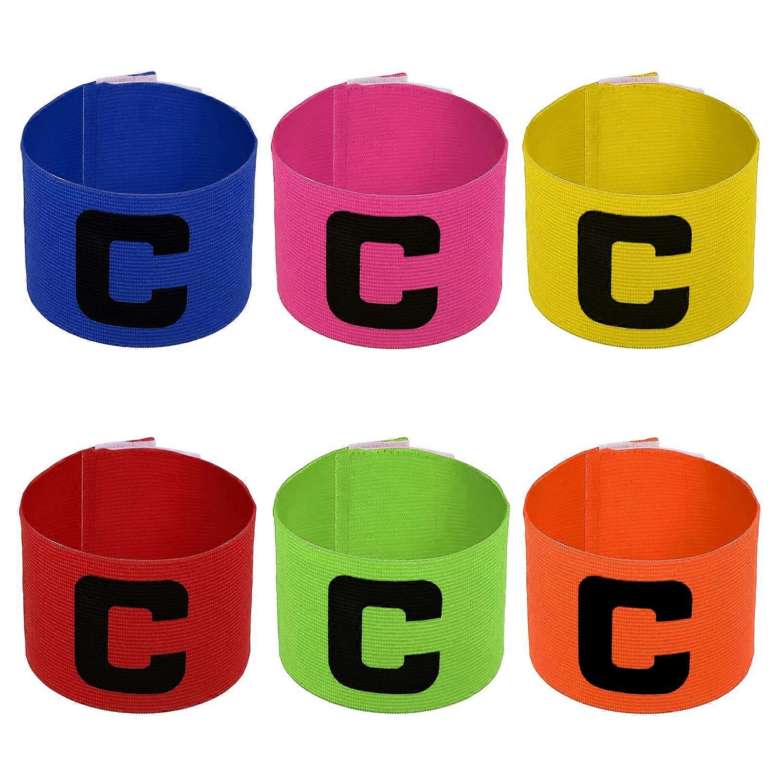 Captain's Bracelet, Football Bracelets, Multicoloured Captain's Armband for Football, Rugby, Hockey and Netball for Adults Style 1 (6pcs)