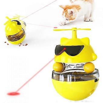 Katze Laser Spielzeug Undichte Kugel Tumbler Feeder Schüssel für Katzen - Interaktiver Futterspender Haustierspielzeug [AZ-Gelb]