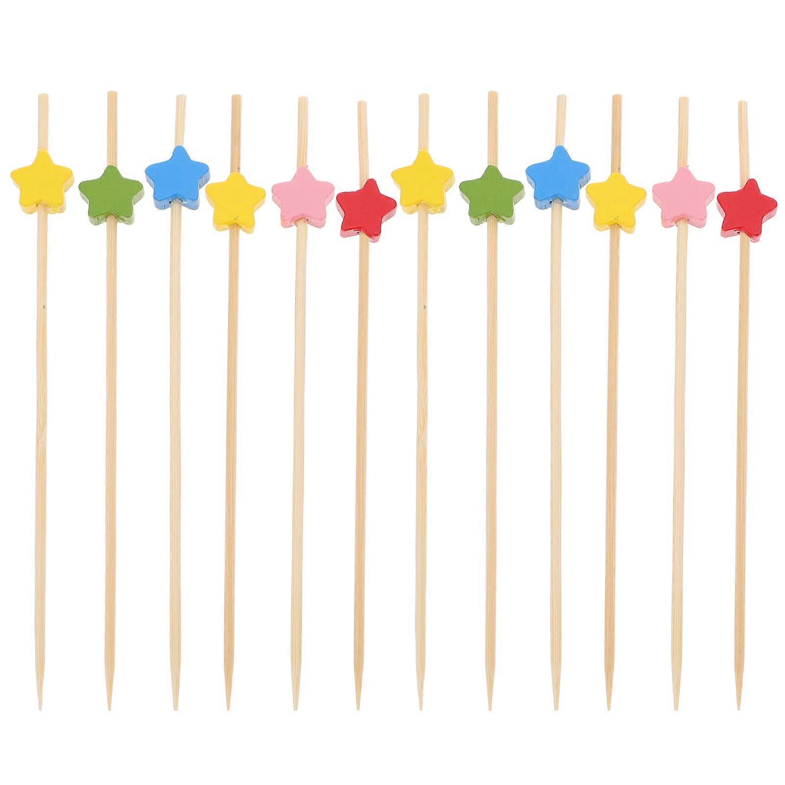 Drinks Appetizer Skewers Fruit Pick Restaurant Use Wooden Star Shape 100Pcs
