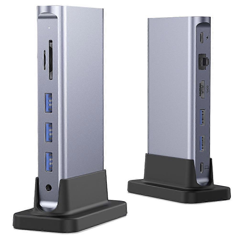 LENTION D54HEACR Multi-Port Docking Station Portable Mini USB Hub Type-C to 5 USB3.0+HD(4K/60Hz)+RJ45 +Memory&TF +3.5mm Audio+PD3.0 with USB-C to USB-