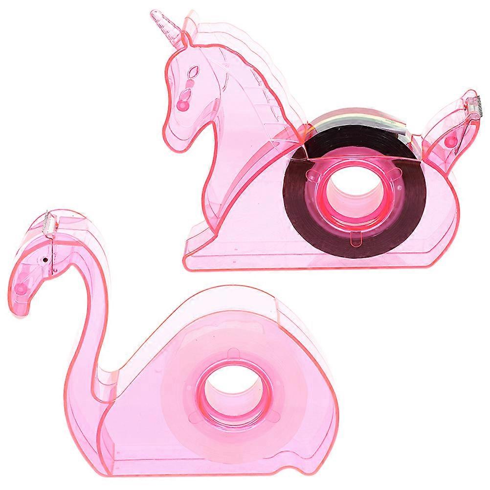 Packing Tape Dispenser Desktop Cartoon Tape Portable Tape Cutting Office Accessory Pink 10x10x3 Cm 2 Sets