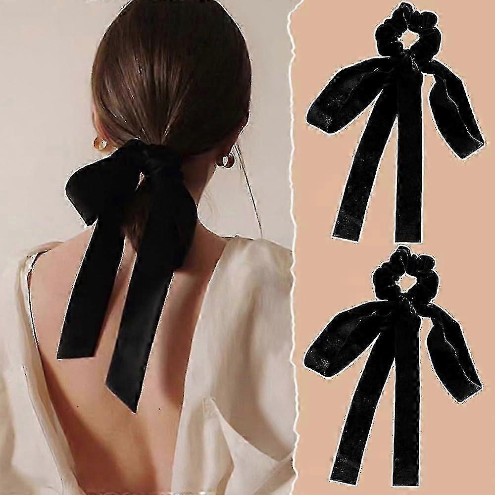 أقواس الشعر المخملية للنساء الفتيات ، الأسود المخملية القوس الشعر الشريط القوس كليب الشعر ، الشعر باريت ذيل حصان حامل اكسسوارات الشعر