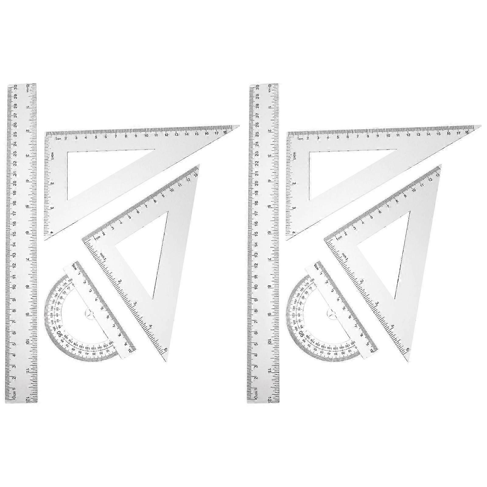 2 Sets of Math Geometry Tool Set Math Ruler Measuring Ruler Triangle Ruler Geometry Protractor Tool