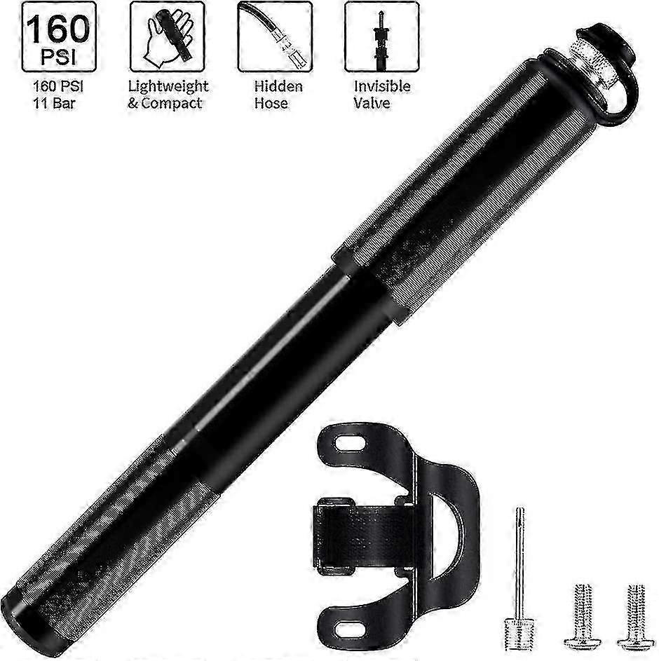 Portable Mini Bicycle Pump for High Pressure, 160 Psi Air Pump Compatible with Presta and Schrader Valves