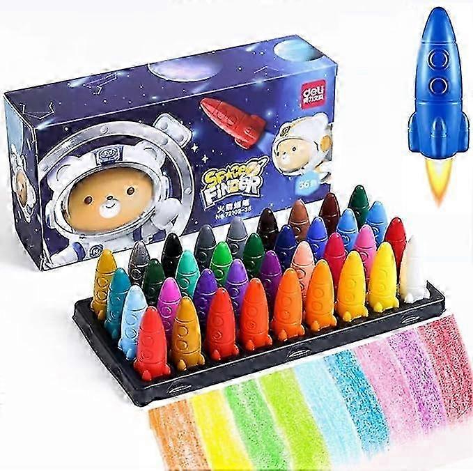 Multi Color Space Rocket Crayons, Non Toxic Easy Grip Washable Crayons, Safe Coloring Art Supplies for Kids