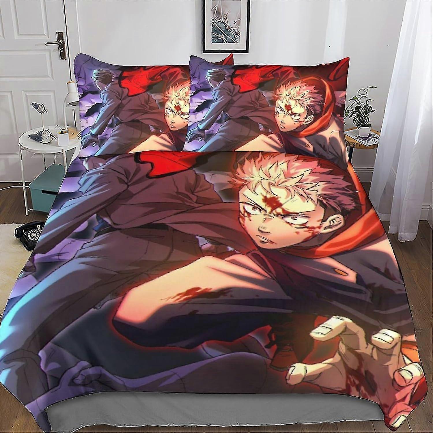 Anime Duvet Cover Set for Kids - 3D Design, Comforter Cover Bedding Set for Boys and Girls, 3 Pieces with Zipper Closure