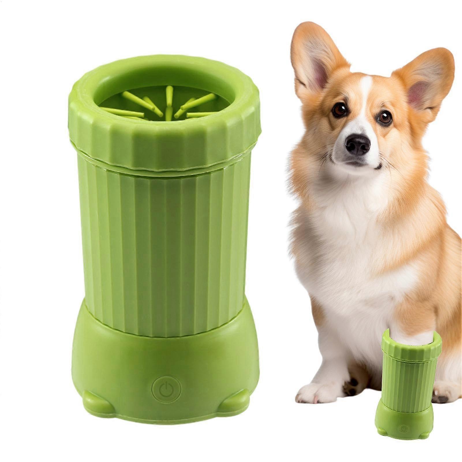 Automatic Pet Paw Washer, USB Rechargeable Portable Dog and Cat Cleaner, 3.74 Inch Electric Grooming Device for Muddy Claws, Green