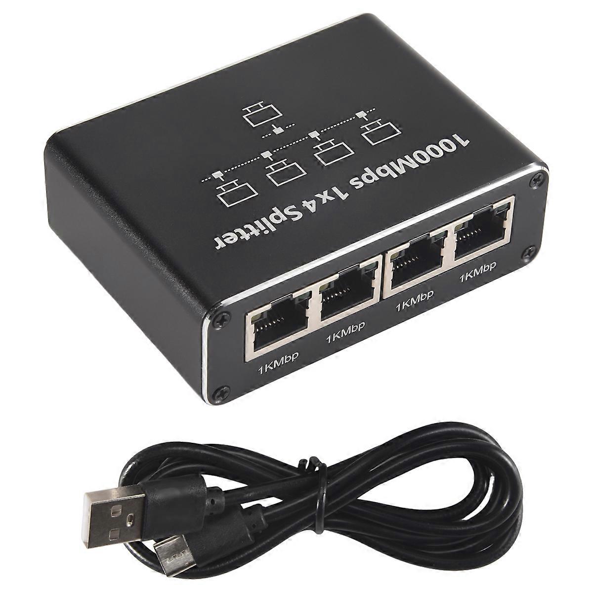 5 Port Gigabit Ethernet Switch with USB Power Cable, 1000Mbps Ethernet Splitter 1 to 4 Out , for Cat