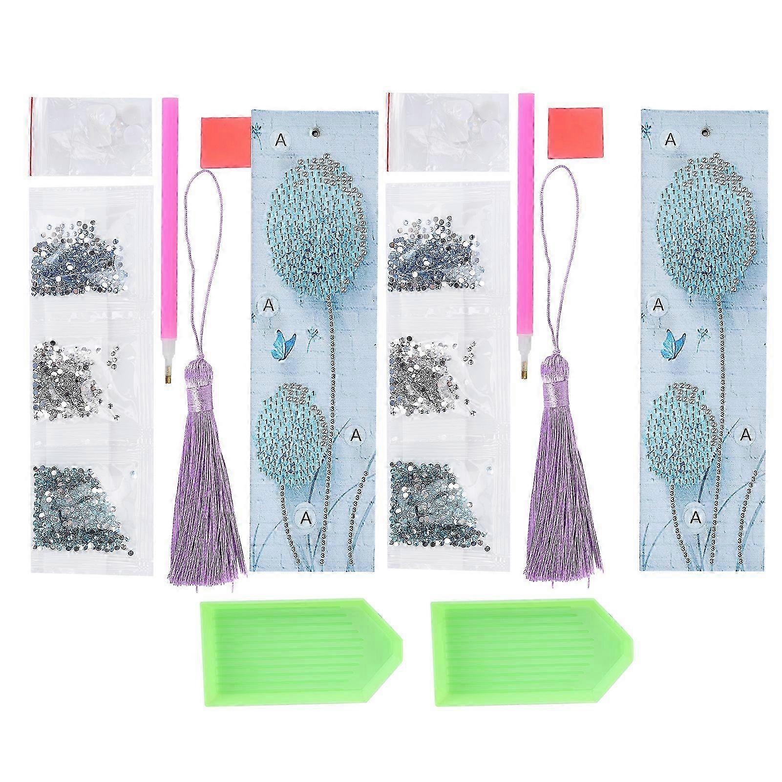 2 Sets Diamond Painting Kit 5D DIY Bookmark Dandelion Pattern with Tassel