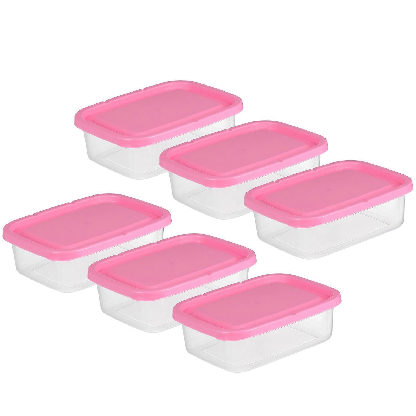 صناديق تخزين المطبخ ختم مربع وردي 650 مل حاويات طعام مع أغطية للفواكه والخضروات الاستخدام اليومي 1 مجموعة