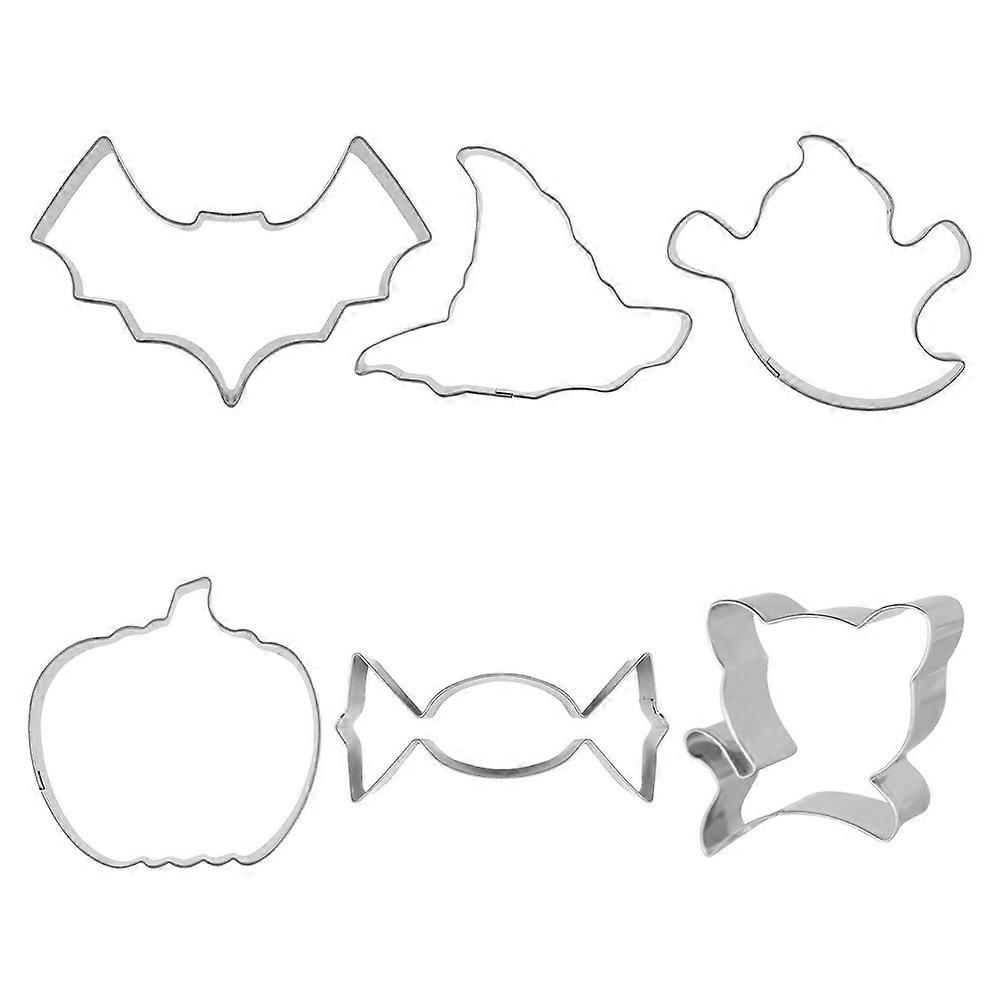 6pcs Halloween Cookie Cutters Festive Baking Molds for Adults, Easy to Use and Clean, Includes Witch Hat, Candy, Bat, Ghost, Cat, and Pumpkin Shapes