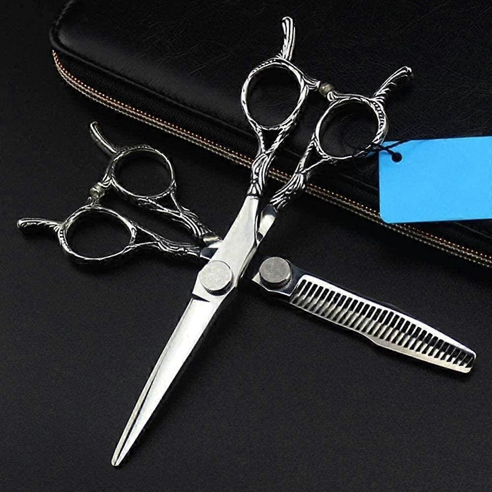 Hairdressing Scissors, Thinning Scissors for Salon Home Use, 440C Stainless Steel Hair Cutting Scissors, Retro Double Tail Design