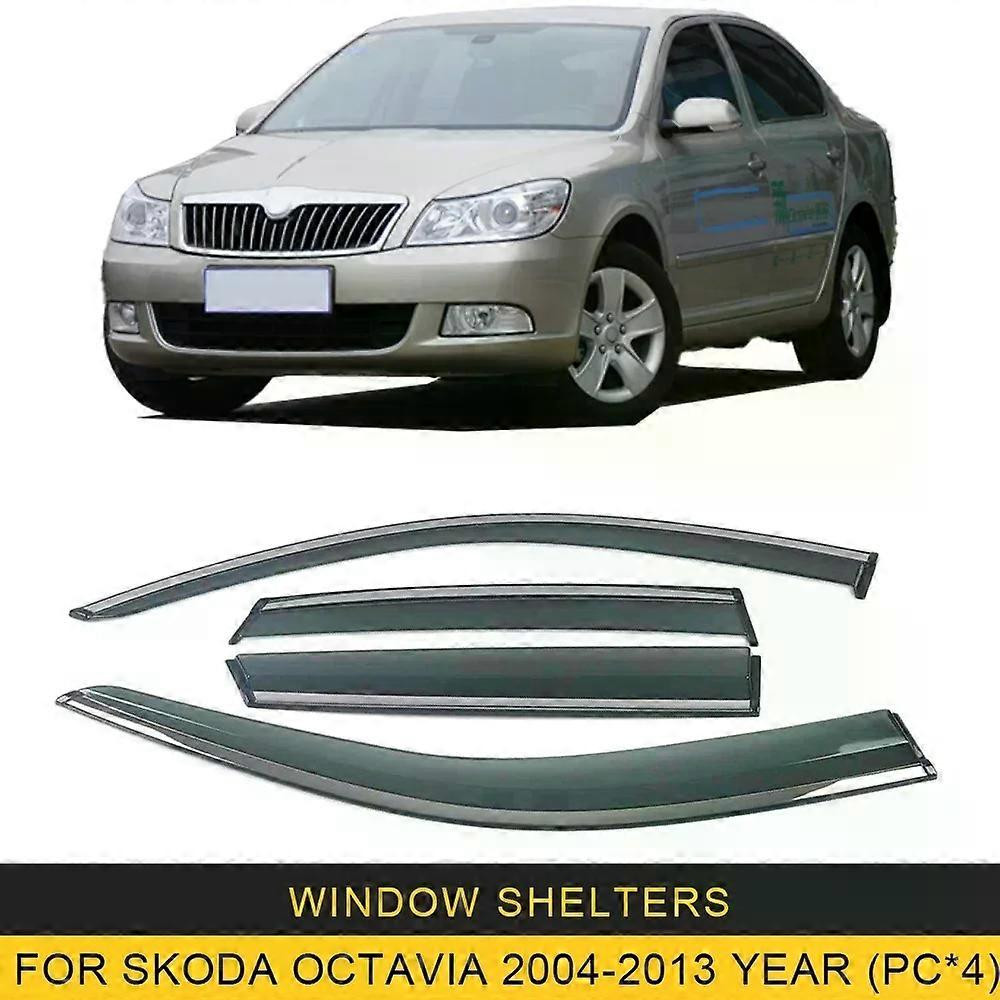 Chrome Strips Rain Guards for Skoda Octavia 5E 1Z 2004-2019 Window Visor Wind Deflectors Door Visor Vent Shades Ventvisor