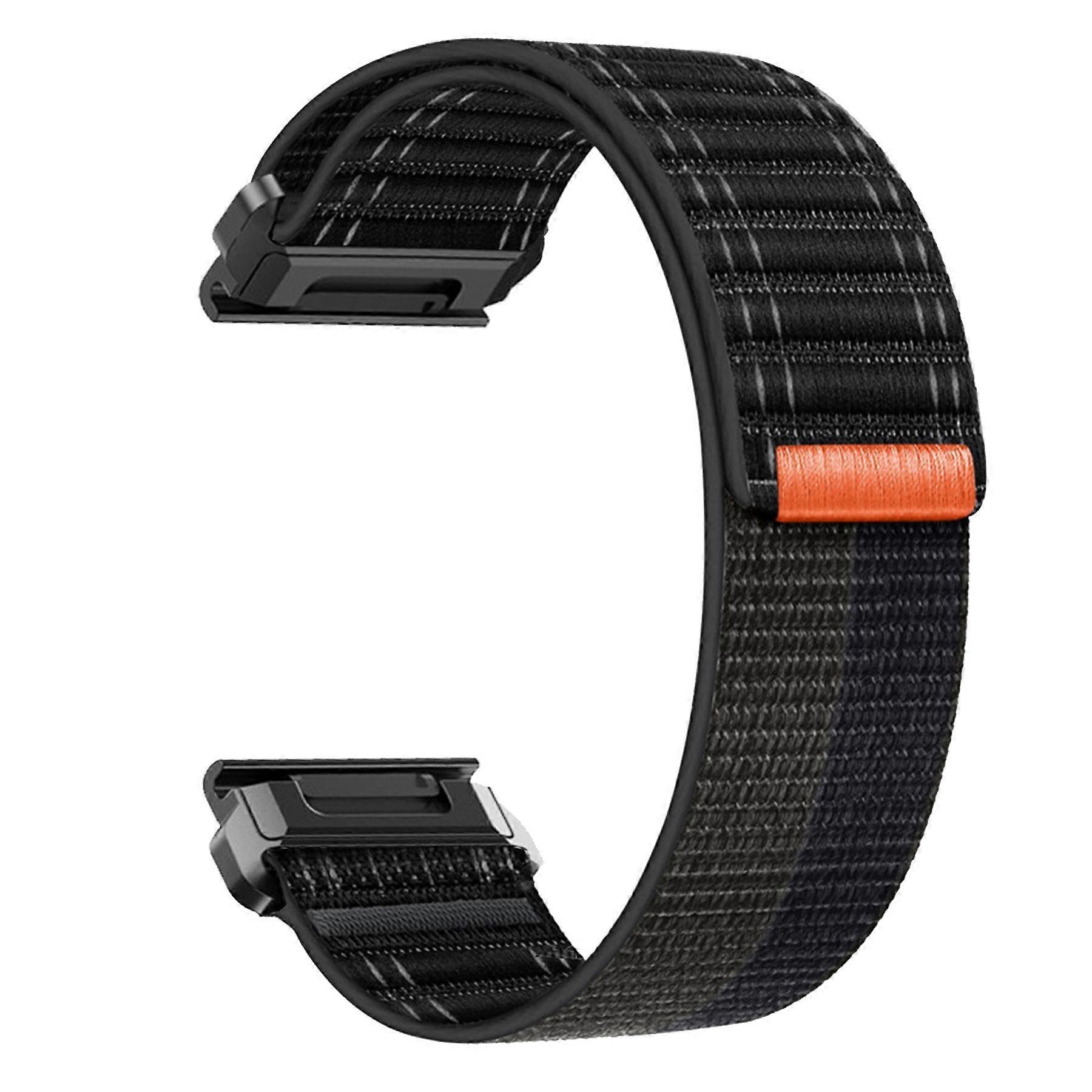 One Piece Nylon Strap for Garmin Fenix 8 47mm, Epix Pro 47mm, Instinct 3 45mm, Black Sport Loop Compatible with Fenix 7/6/5