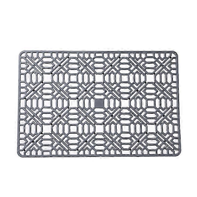 2025 Hollow out insulated sink pad made of silicone, countertop drain pad,40*27cm,dark Gray
