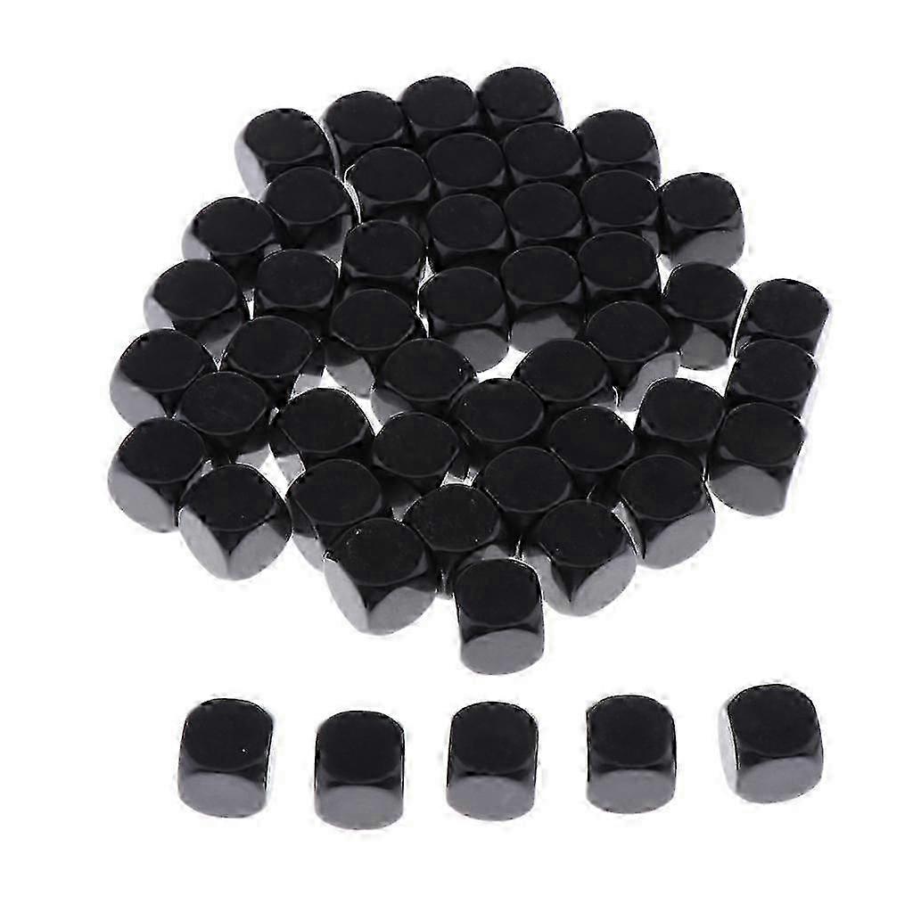 50pcs Standard Size Blank Dice 6 Sided RPG Gaming Dice 16mm/0.62' Black hwy