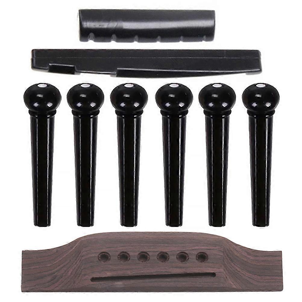 Guitar Bridge Saddle and Nut Accessories Set for Acoustic Guitar Repair in Coffee Color 9 Pieces