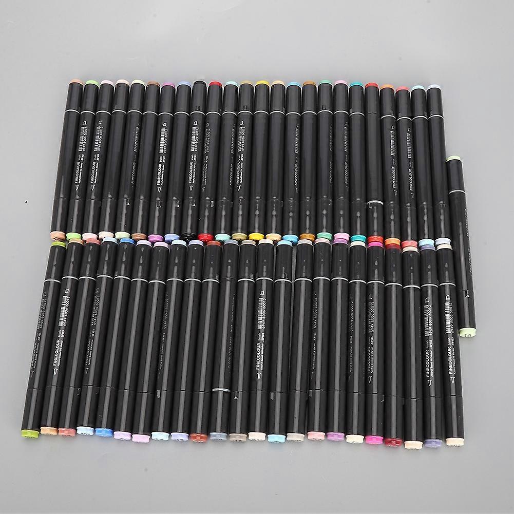 48 Colors Dual Tip Markers Soft Hand Drawing Brush Pen Kit Anime Comic Sketching Tool