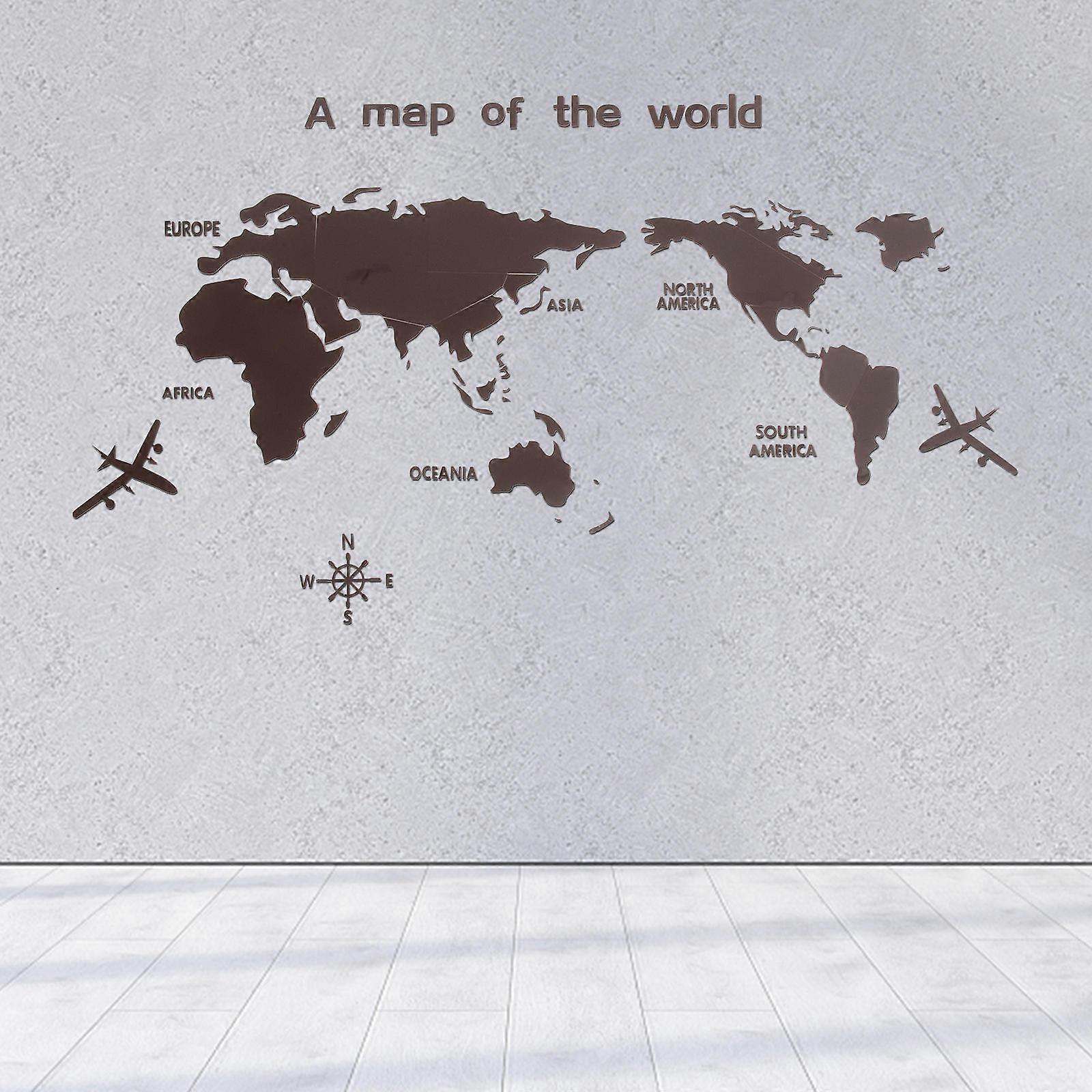 World Map Wall Stickers Decorative Stickers For Office Wall 80x40cm Acrylic Easy To Stick And Remove 1Set