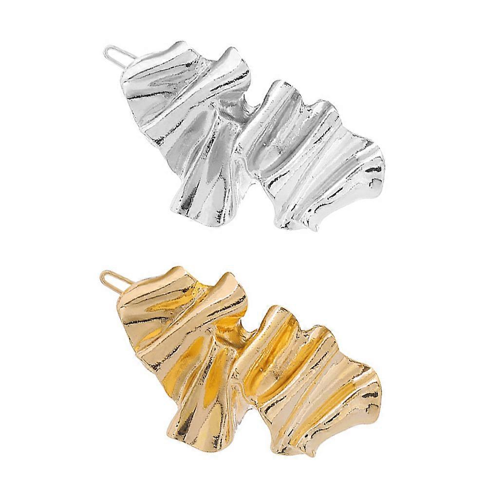 Irregular Hair Clips For Styling Decorate Hair Non Slip 6 8x3 8cm Alloy 2Pack