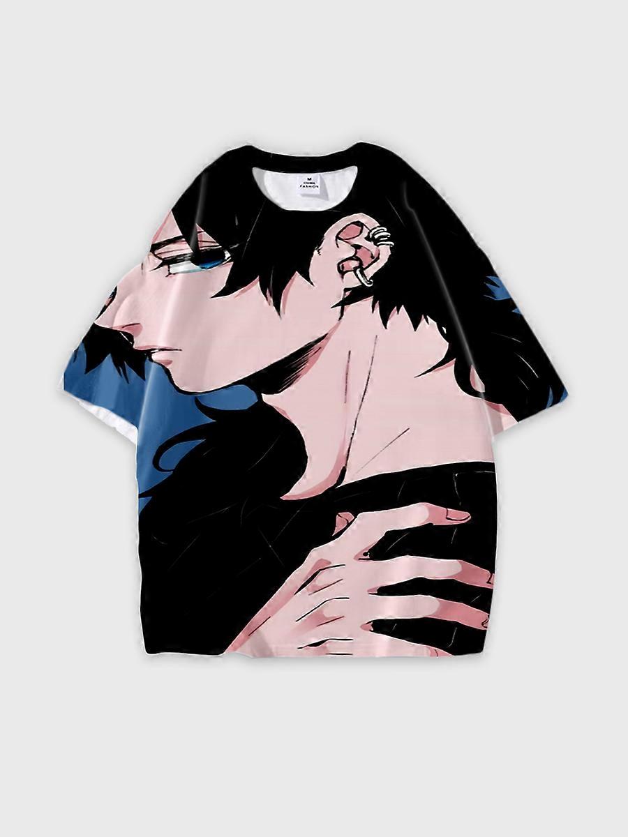 T-shirt round neck Character Pattern loose short sleeve P1315