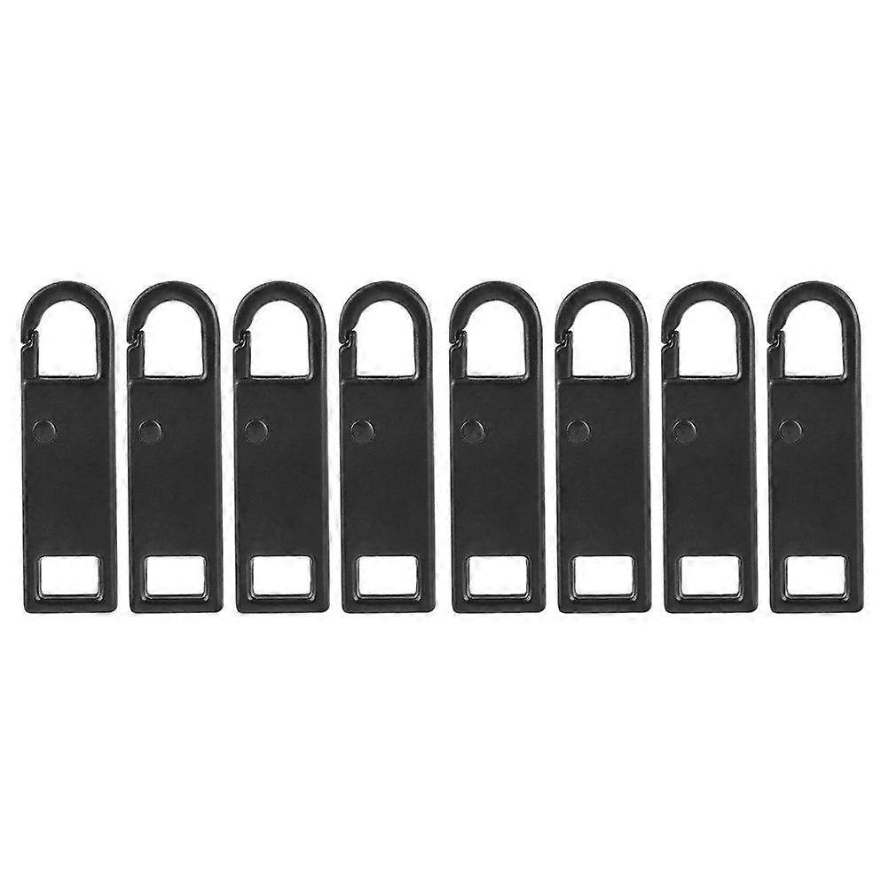 Backpack Zipper Pull 8Pcs DIY Accessories For Clothing Adults Rectangular Black Precision Production