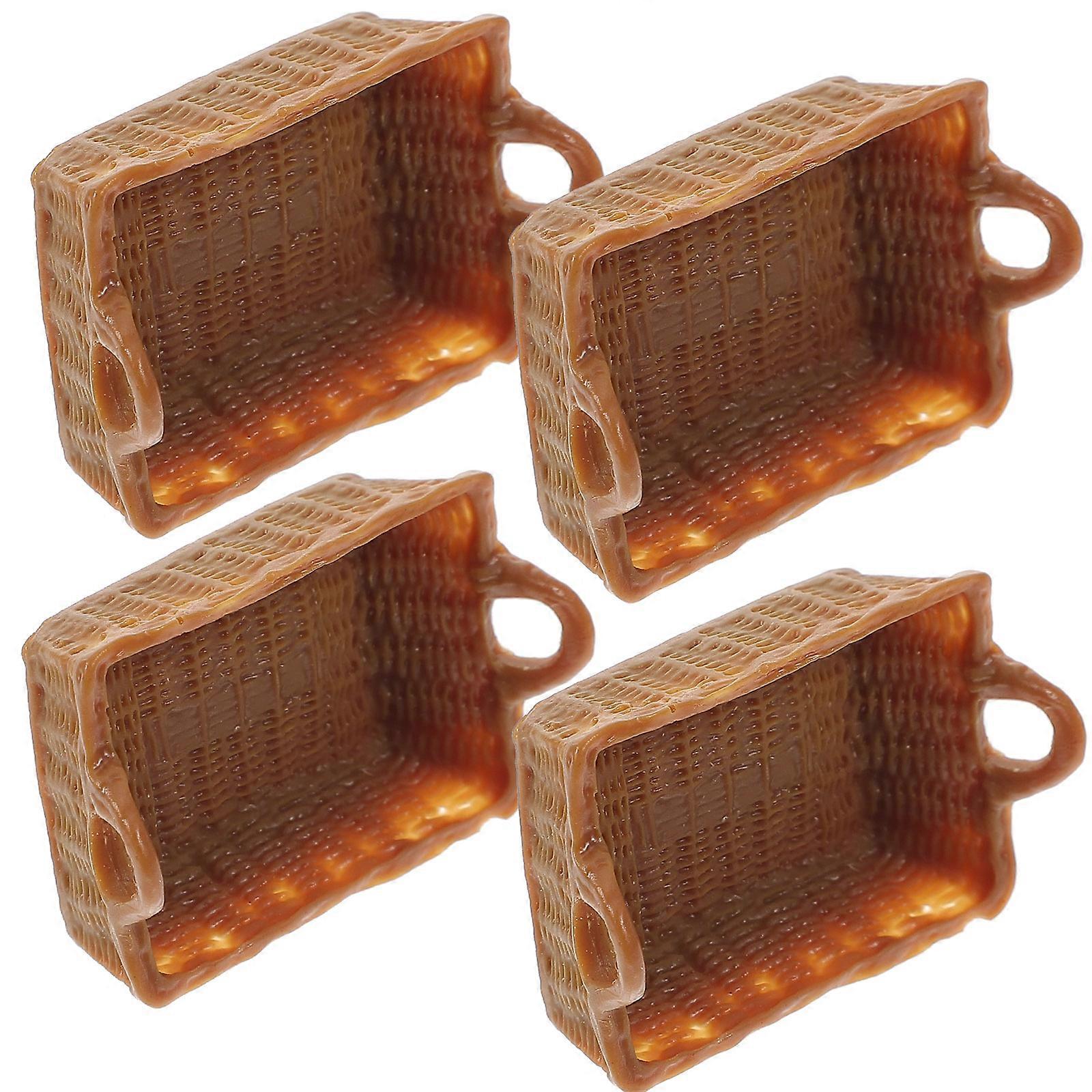 Miniature Resin Basket Model for Doll House Accessories Light Brown Multi Purpose Storage 1/12 Scale