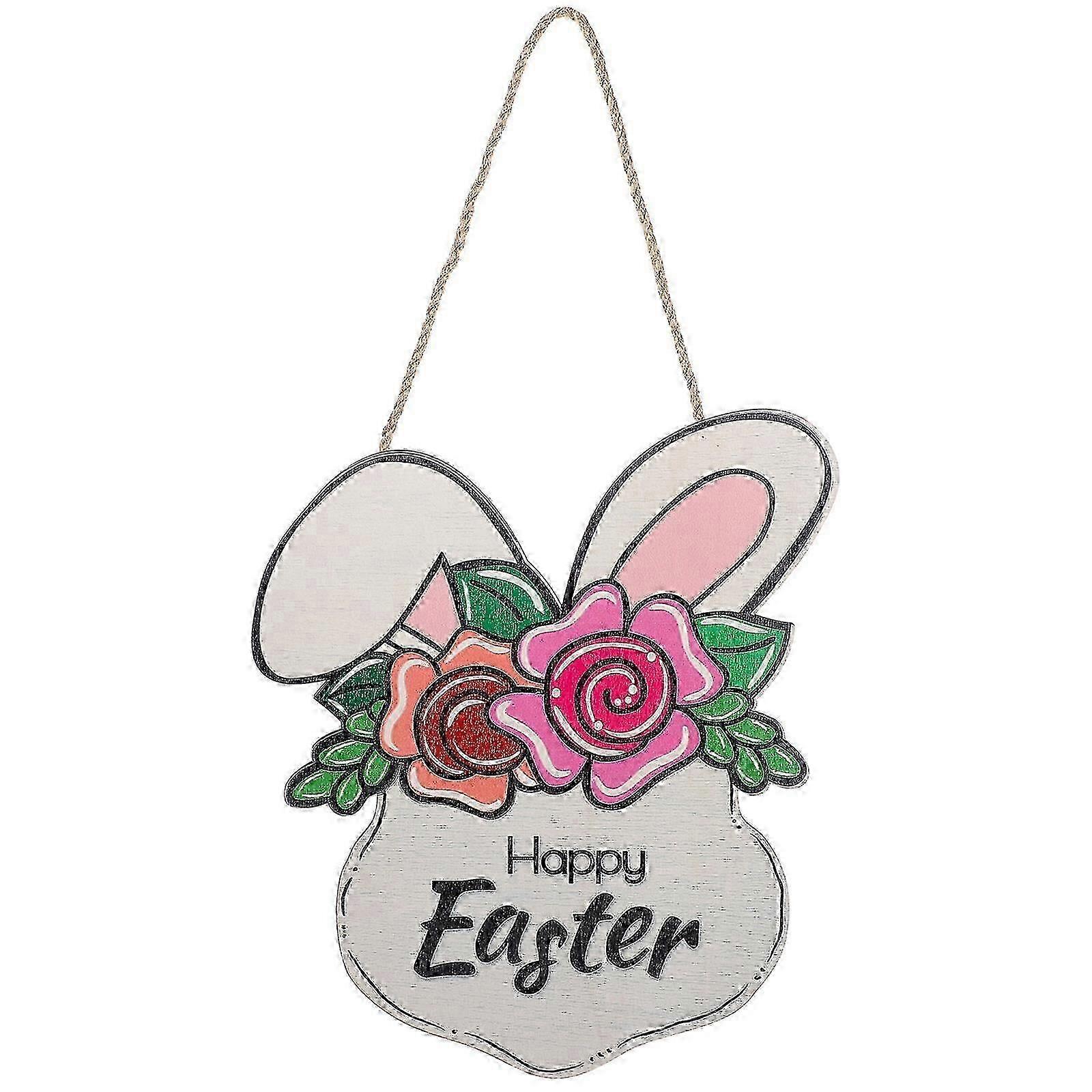 2025 Easter Bunny Hanging Plaque Happy Easter Wood Sign Easter Bunny Decoration