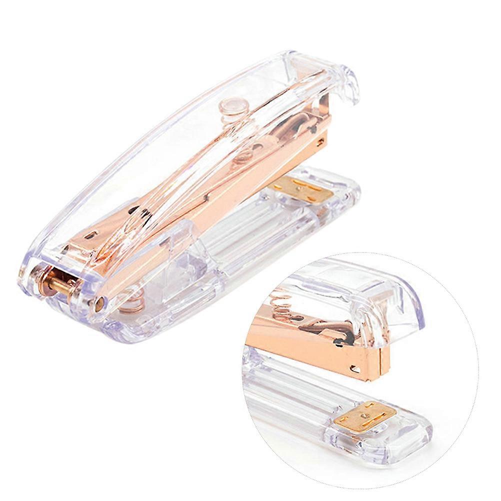 Office Accessories For Desk Crystal Like Appearance Stapler Rose Gold Stationery Organization Everyday Use 1 Pcs