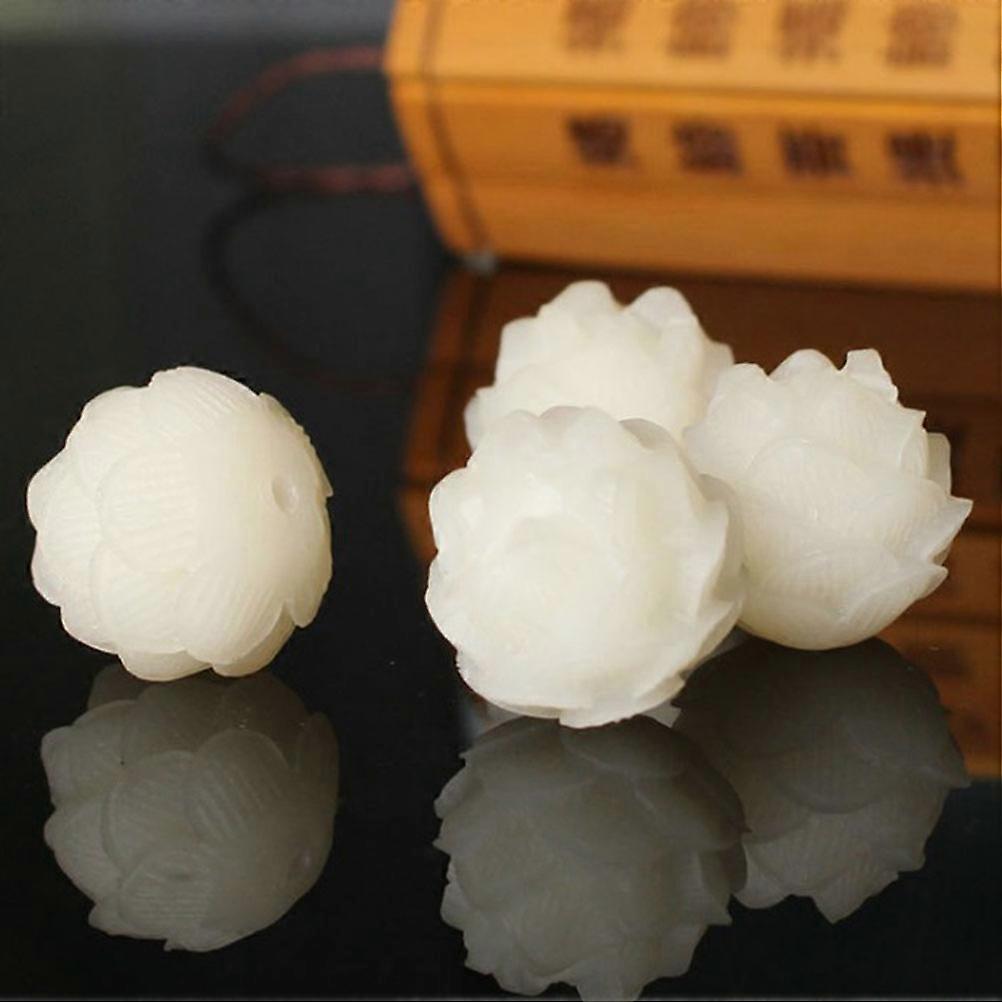 5pcs 20 to 22mm DIY Buddha Beads Five Layer Lotus Flower White