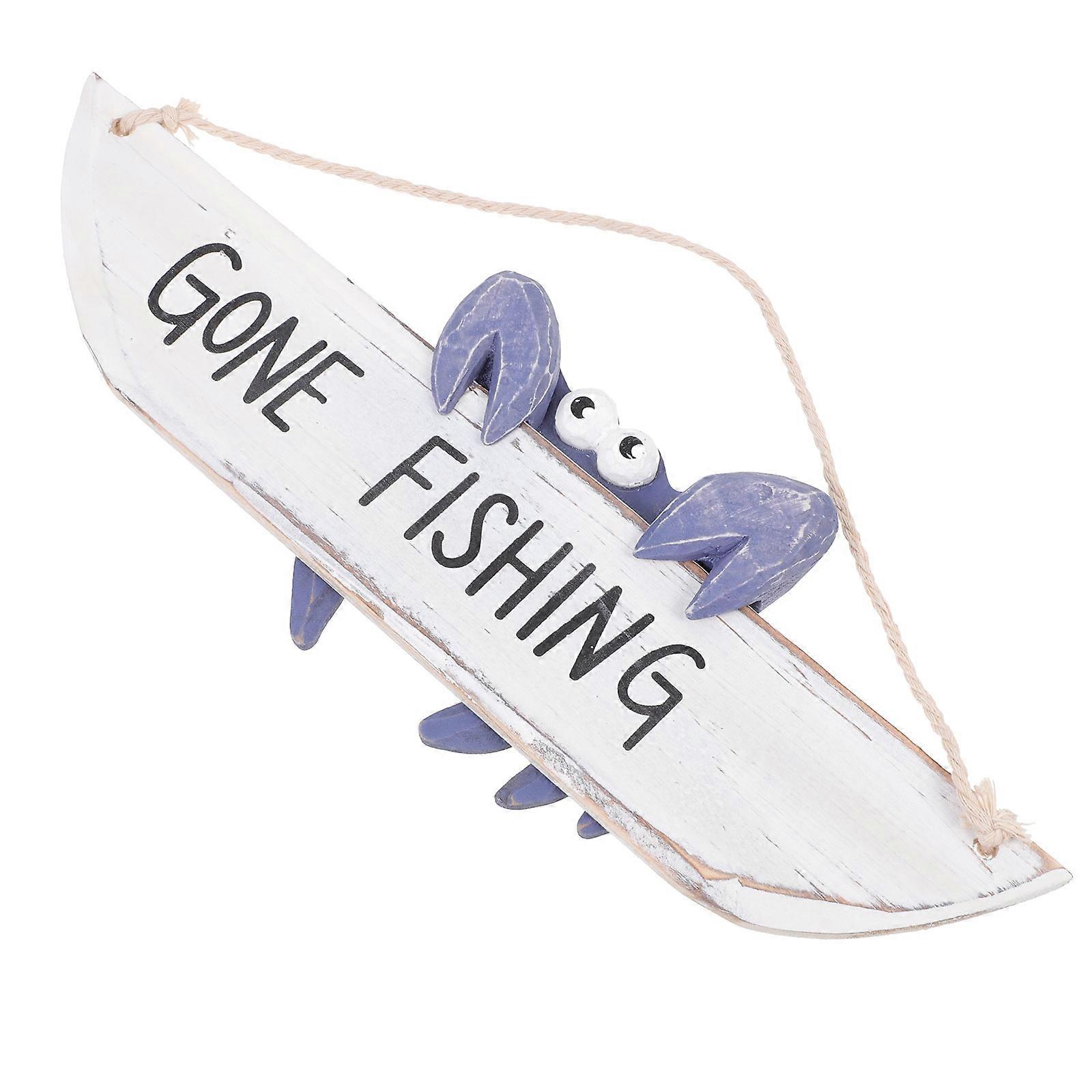 Blue Mediterranean Style Welcome Hanging Sign Synthetic Material for Home Decor
